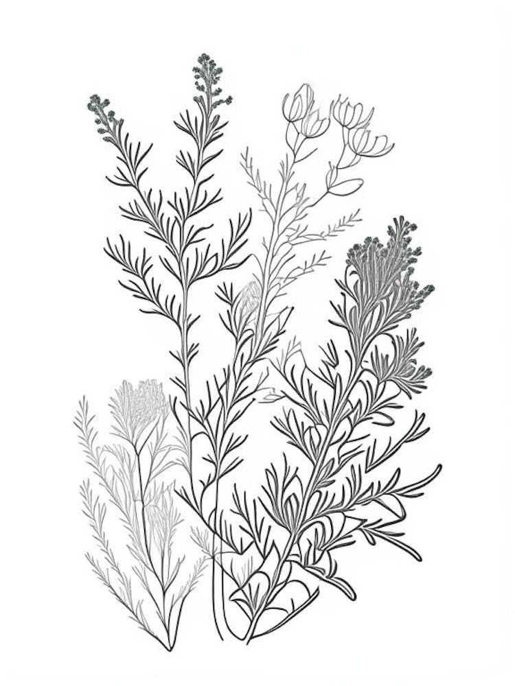 Herbe de Thym - Dessin au Trait Inspiré de William Morris 2