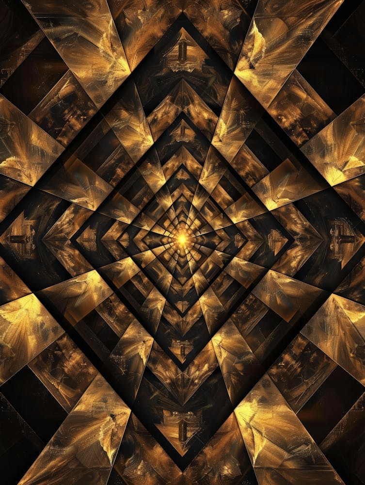Abstract Golden Geometric Pattern