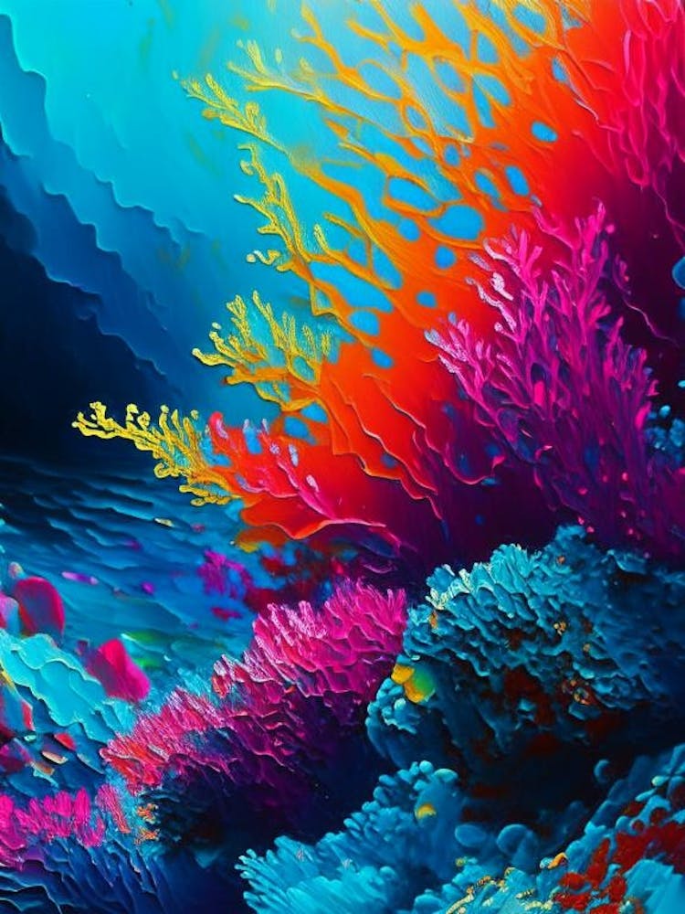Coral Reef Waterscape Bright Abstract 1