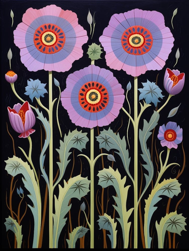 Flower Motif Painting Scabiosa 3