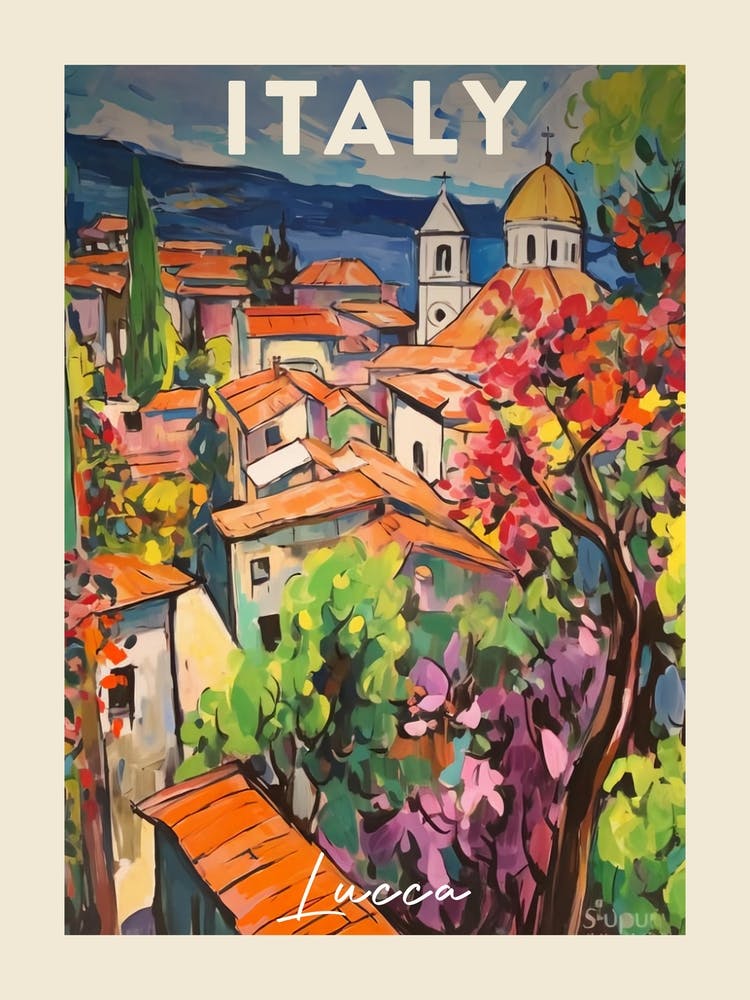 Lucca Italy 4 Fauvist Painting  Travel Poster