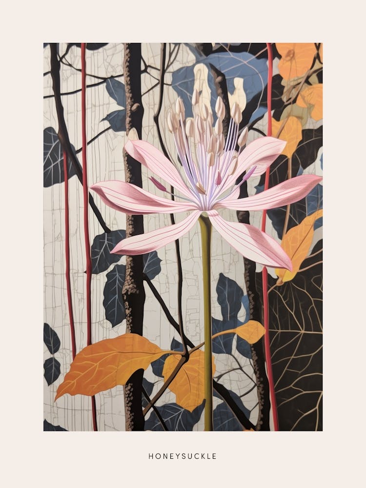 Flower Illustration Honeysuckle 1 Poster