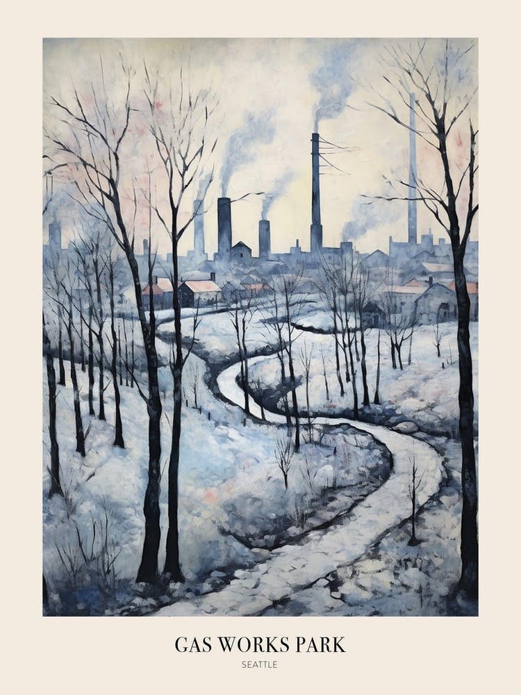 Winter City Park Poster Gas Works Park Seattle 2