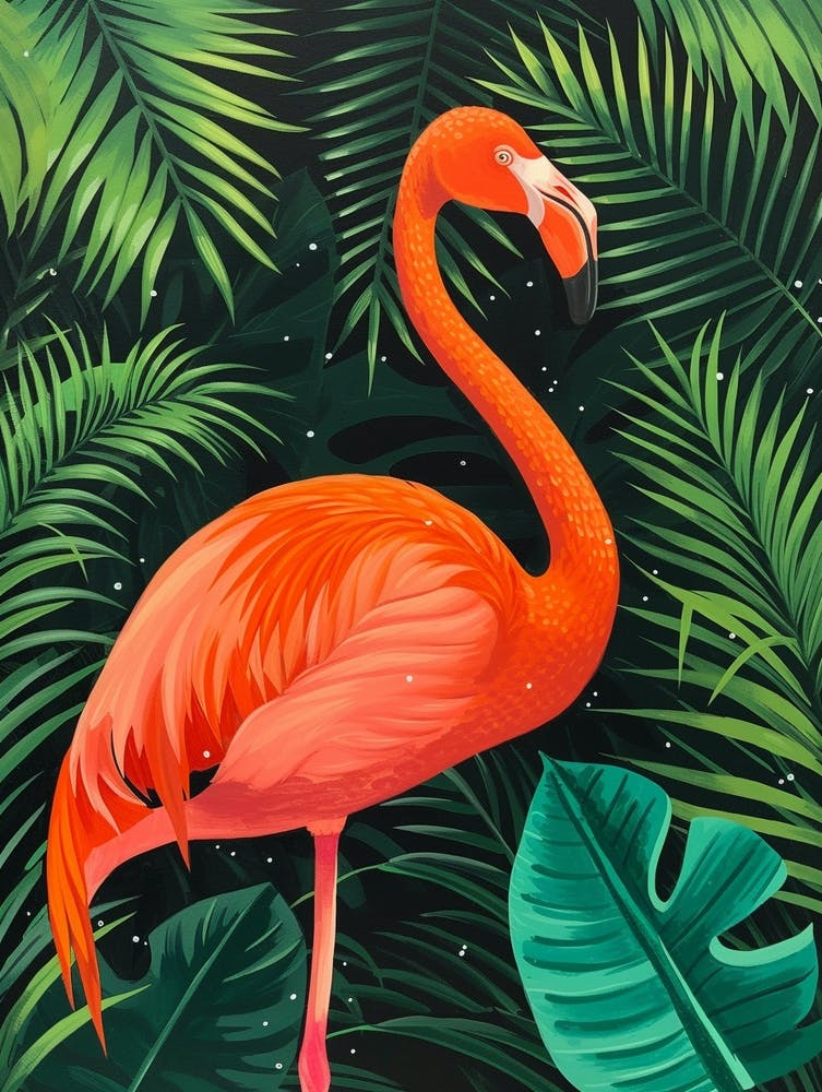 Greater Flamingo Bolivia Tropical Illustration 2