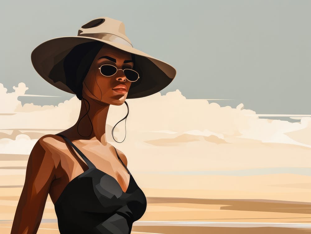 Illustration of an African American woman at the beach 42