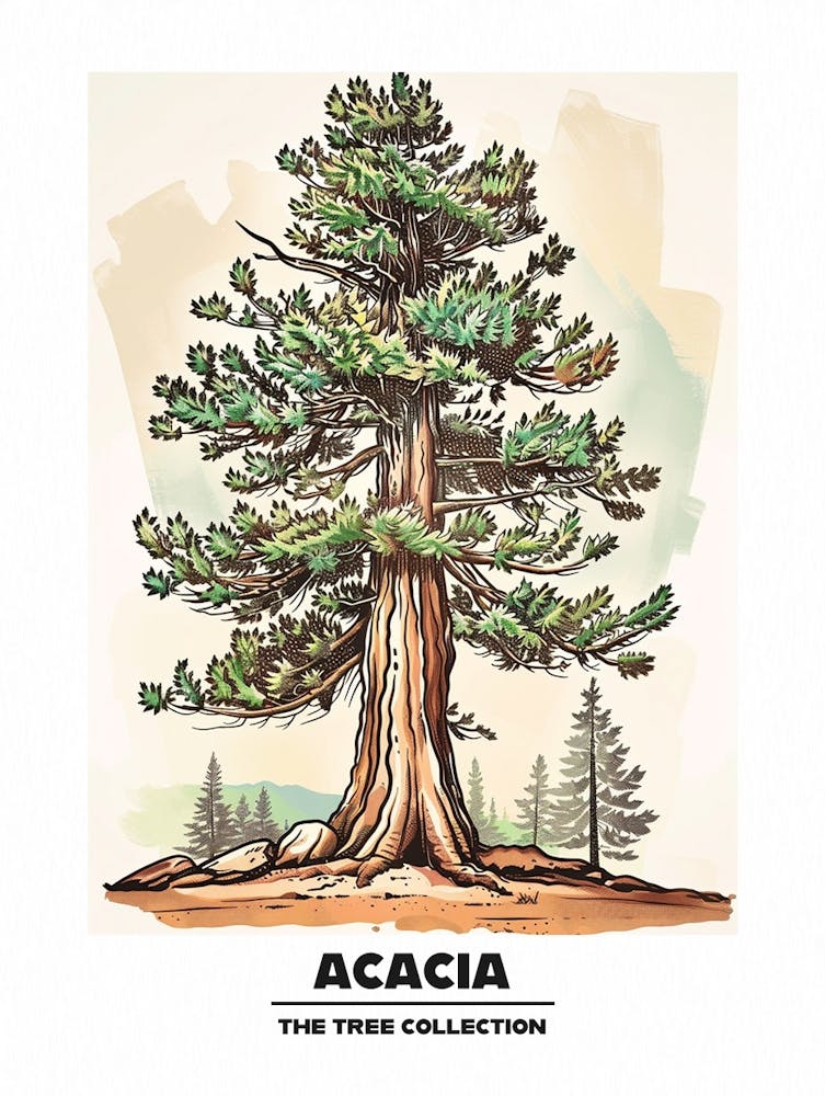 Acacia Tree Storybook Illustration 1 Poster