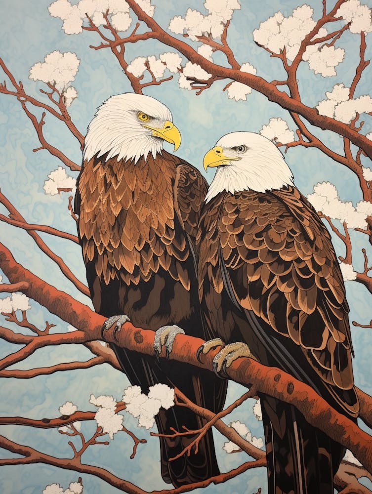 Art Nouveau Birds Poster Bald Eagle 2