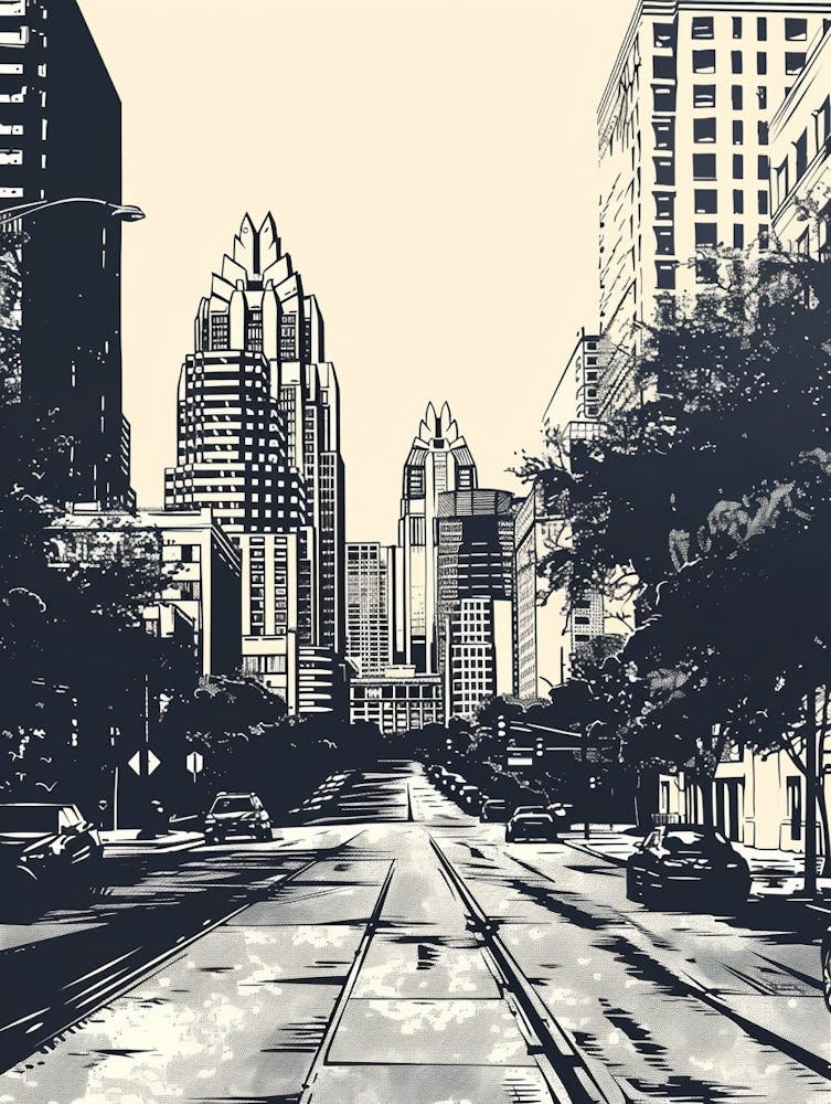 Duotone Illustration Austin Austin Texas 3
