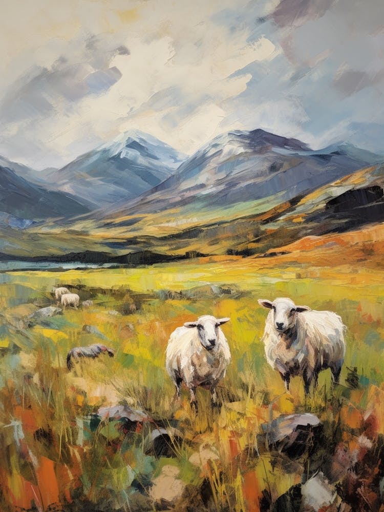 Sheep In The Valley Of The Highalnds During The Storm