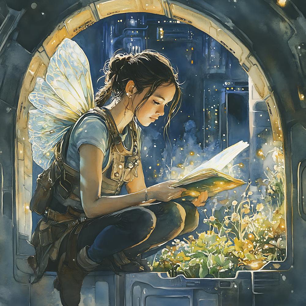 Alien Gardener Watercolor Painting 1