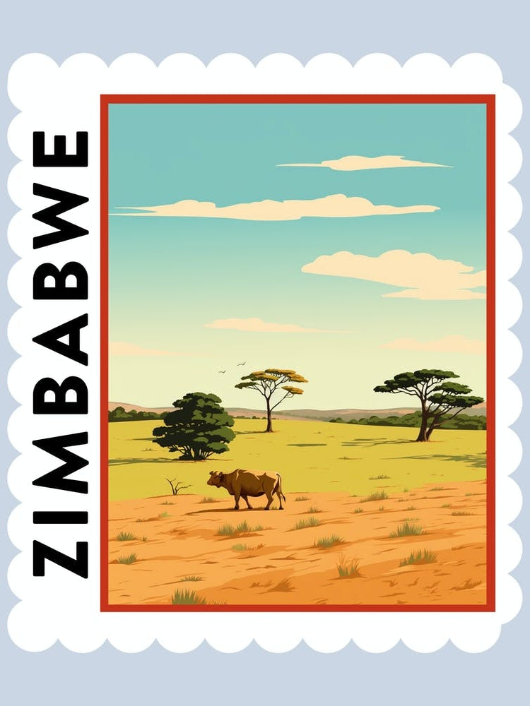 Zimbabwe 2 Travel Stamp Poster