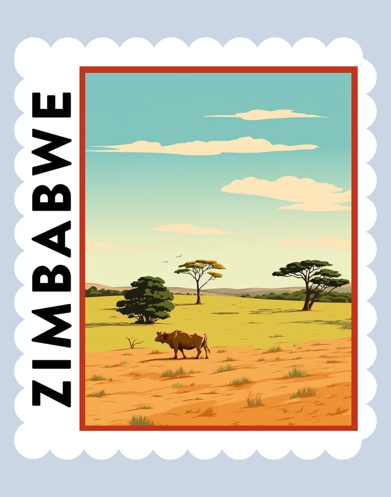 Zimbabwe 2 Travel Stamp Poster