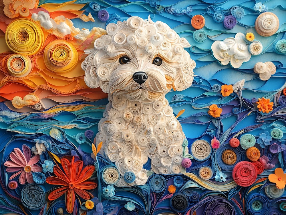 Bichon Frise Paper Quilling Dog Portrait II