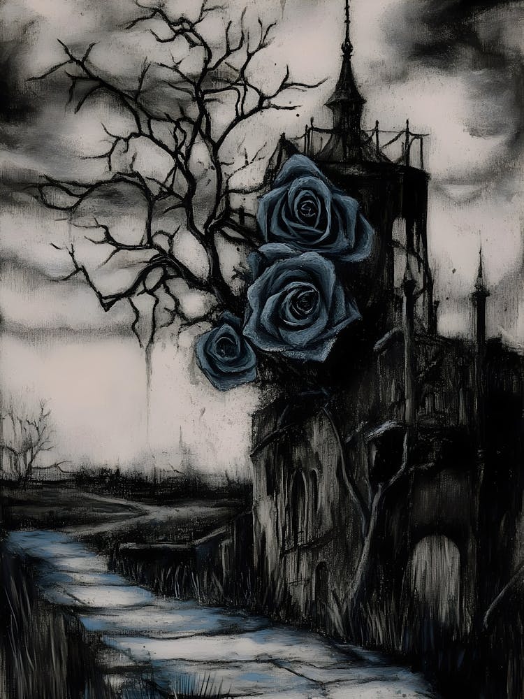 Dark Gothic Roses On The Road