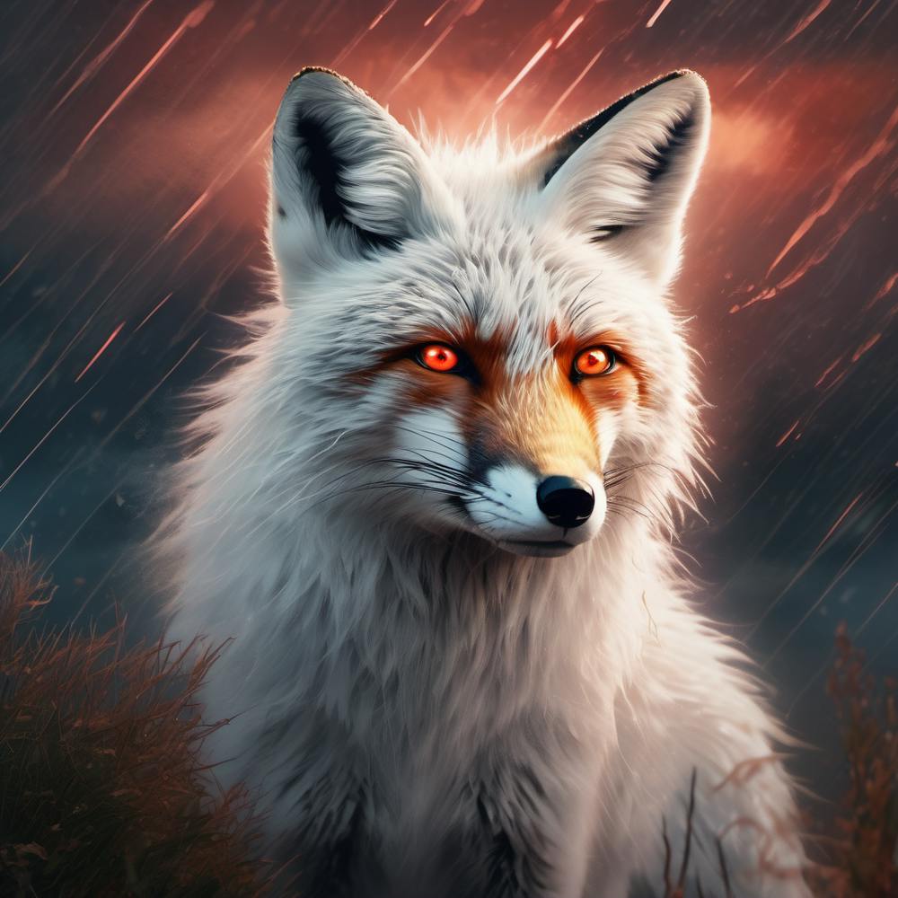 Fox under the rain