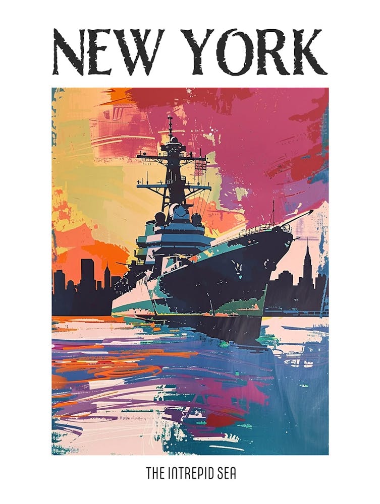 The Intrepid Sea New York Colourful Silkscreen Illustration 2 Poster