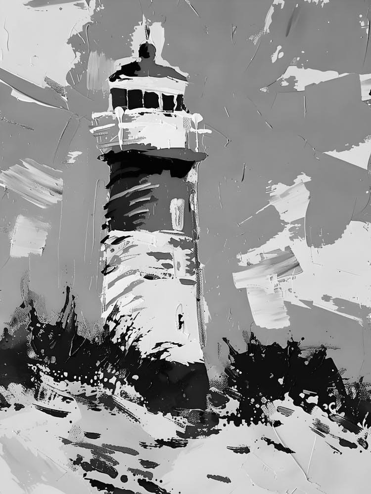 Black And White Lighthouse Painting