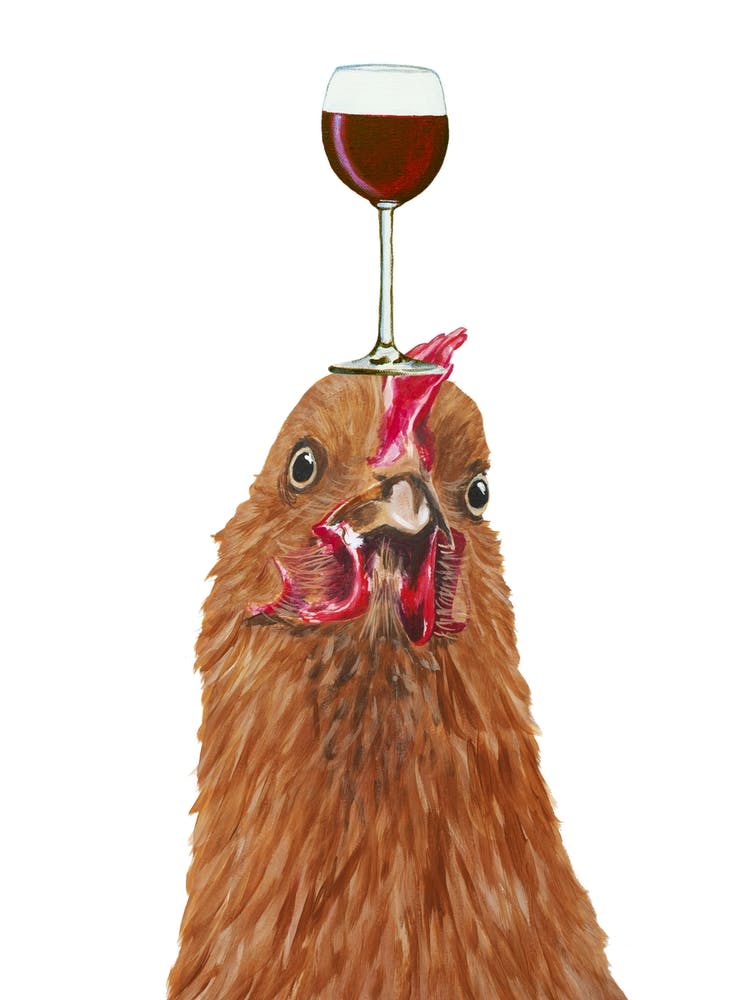 Hen With Wineglass