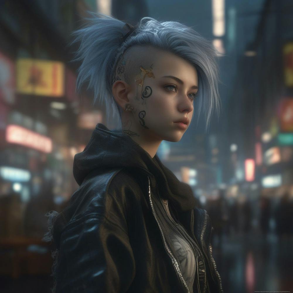 Cyber Girl looking over the city