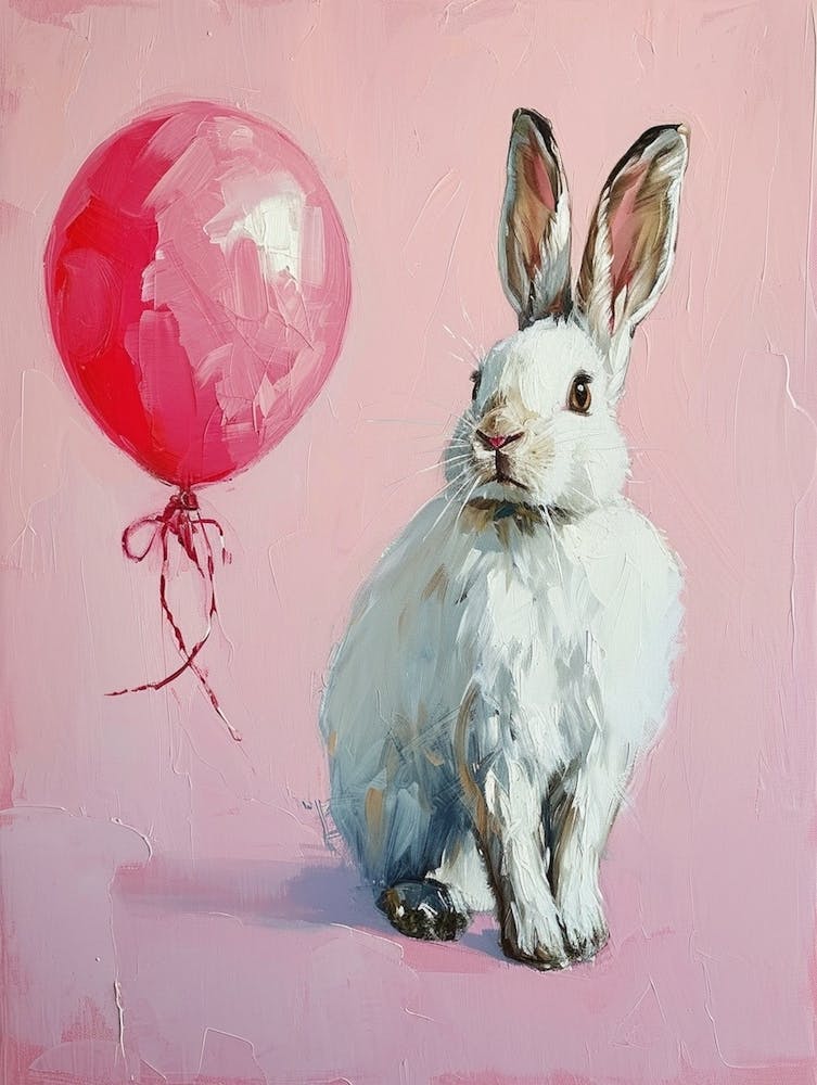 Cute Arctic Hare 2 With Balloon