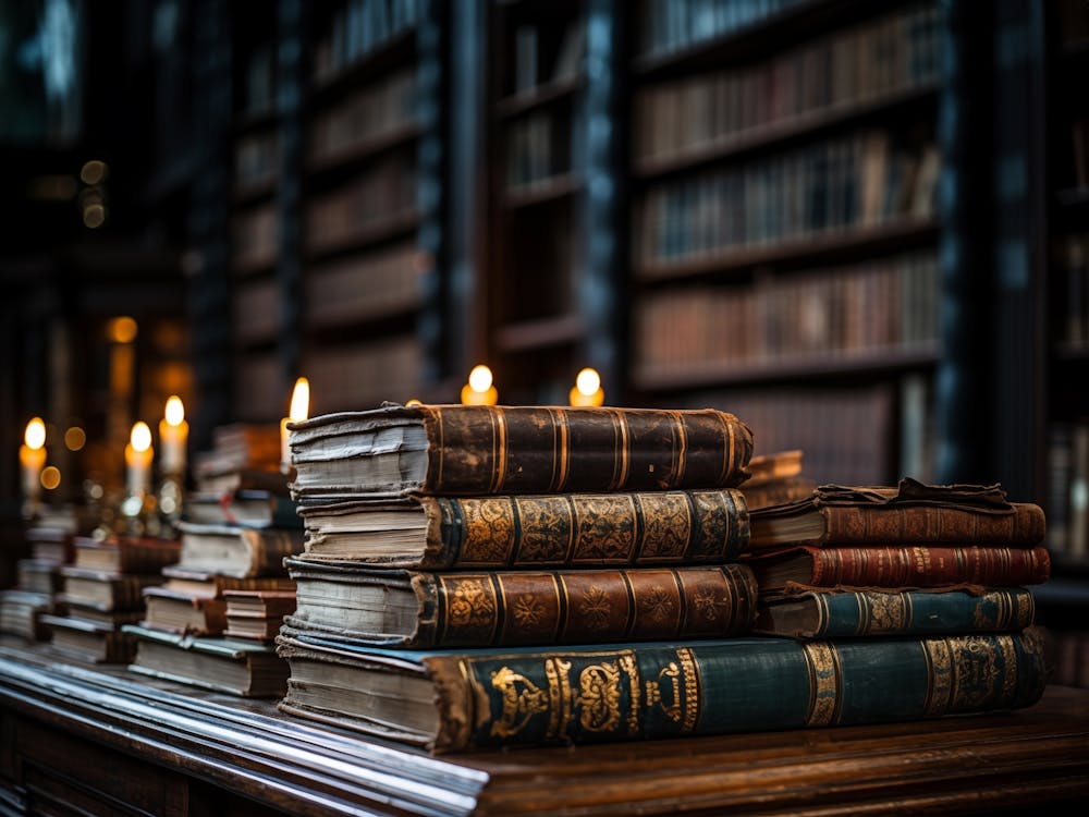 Bücherreihen in einer alten Bibliothek 1