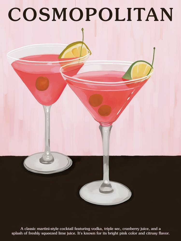 Cosmopolitan Cocktail Pink Kitchen Art