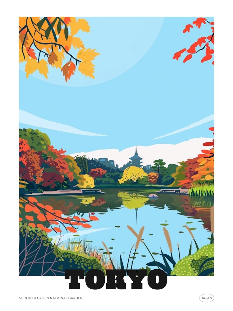 Shinjuku Gyoen National Garden Tokyo 1 Colourful Illustration Poster