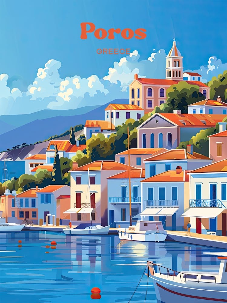 Poros Griechenland Urlaub Reise Kunst Illustration