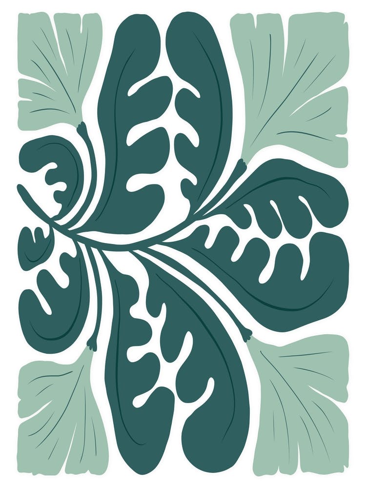 Hawaiian Leaf Matisse Style Boho Botanical