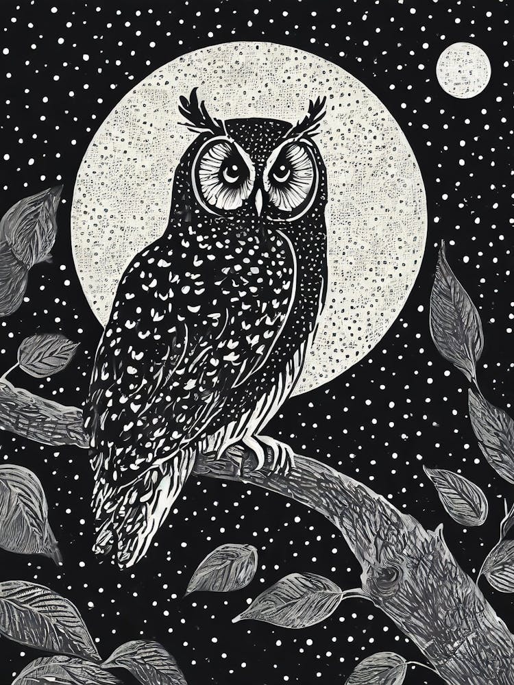 An Owl Perched Silently In The Moonlit Night 1