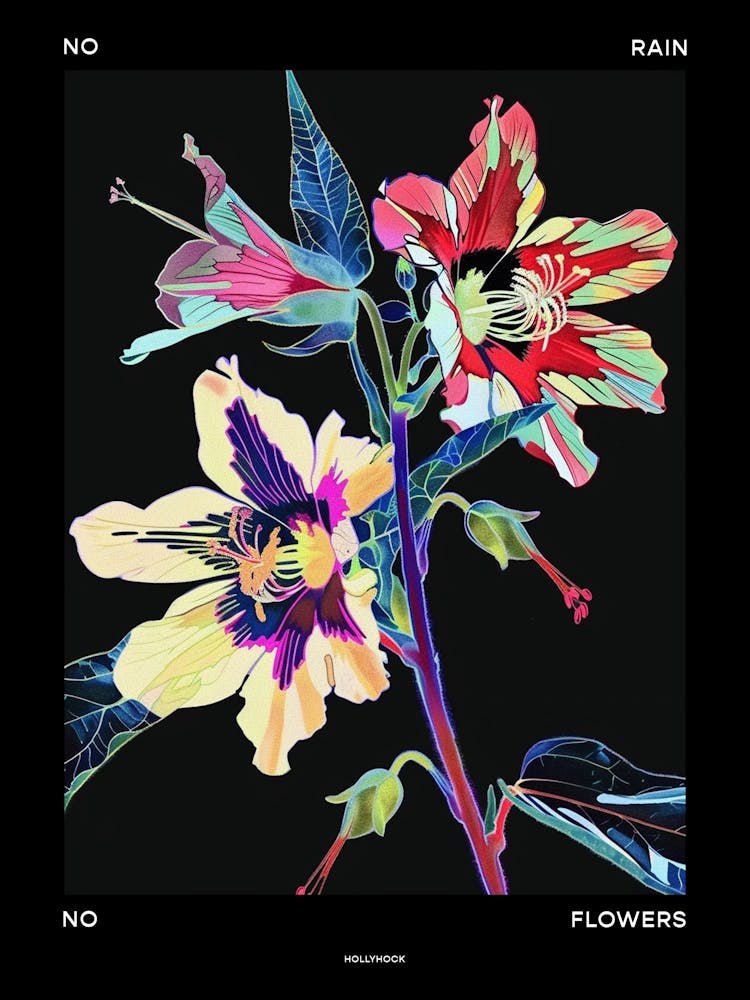 No Rain No Flowers Poster Hollyhock 2