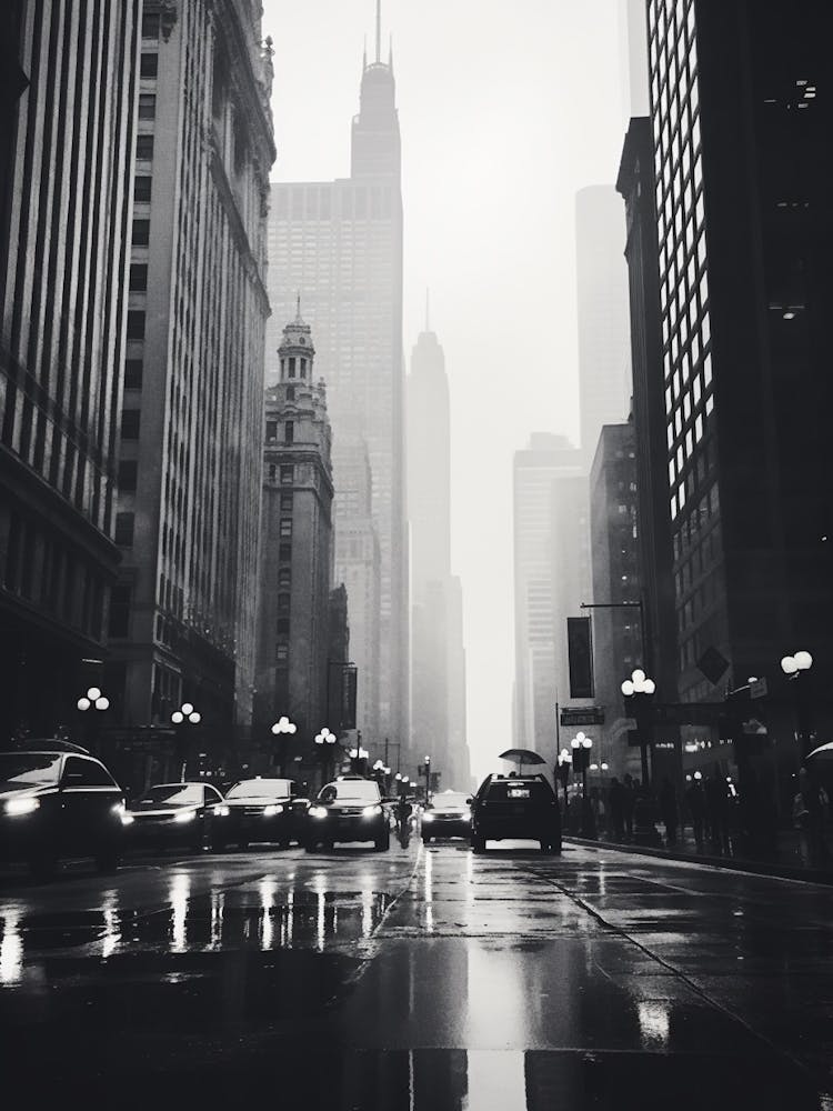 Chicago, Black And White Analogue Photograph 4
