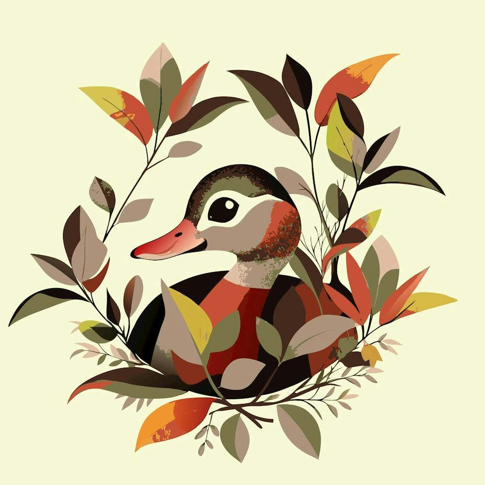 Duckling Hiding In The Bushes