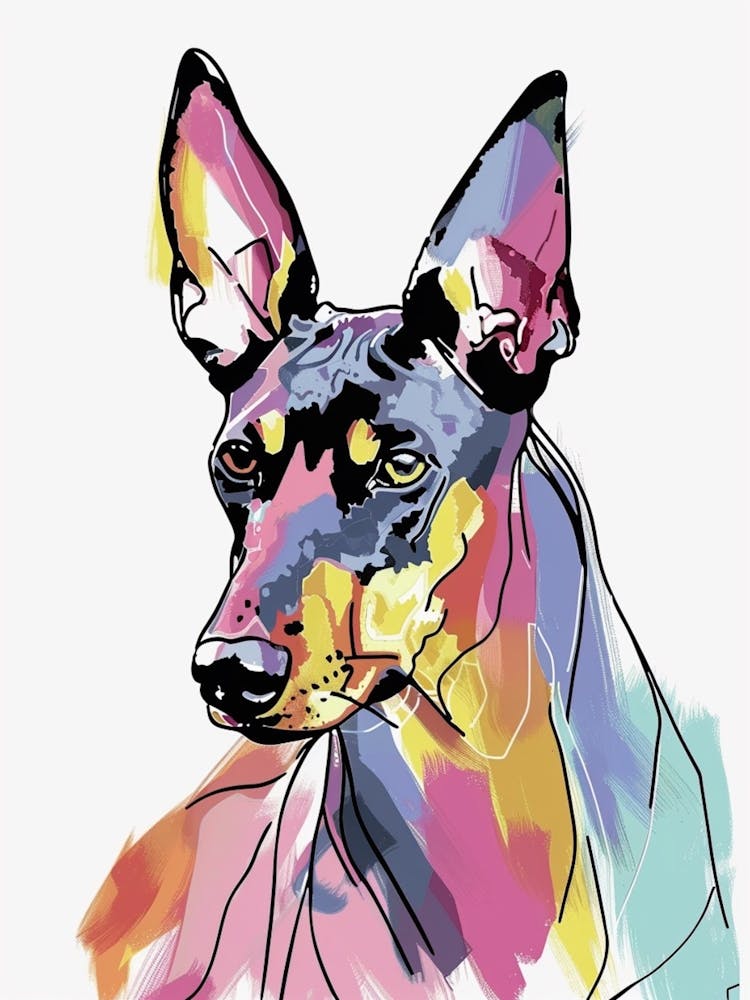 Pinscher Dog Pastel Line Painting 3