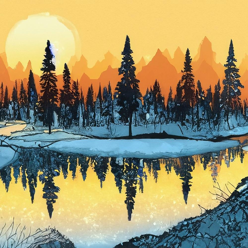 Winter Sunset in the Woods