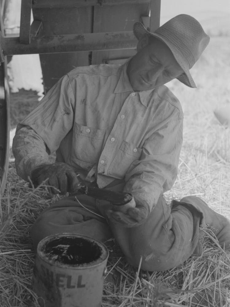 Harvest Hand On Combine, Walla Walla County, Washington By Russell Lee