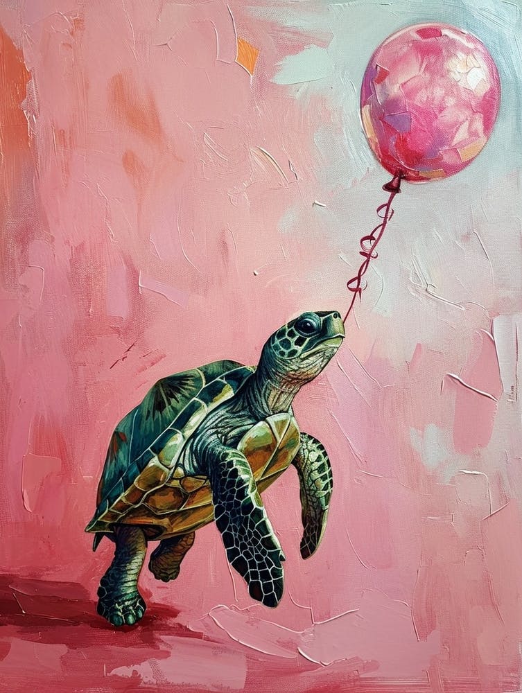 Cute Turtle 1 With Balloon
