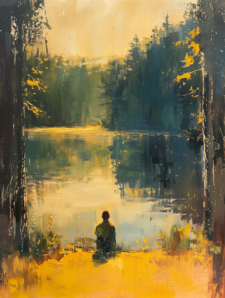 Person Sitting By A Lake