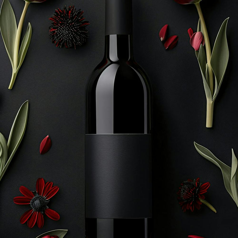 Black Wine Bottle On Black Background