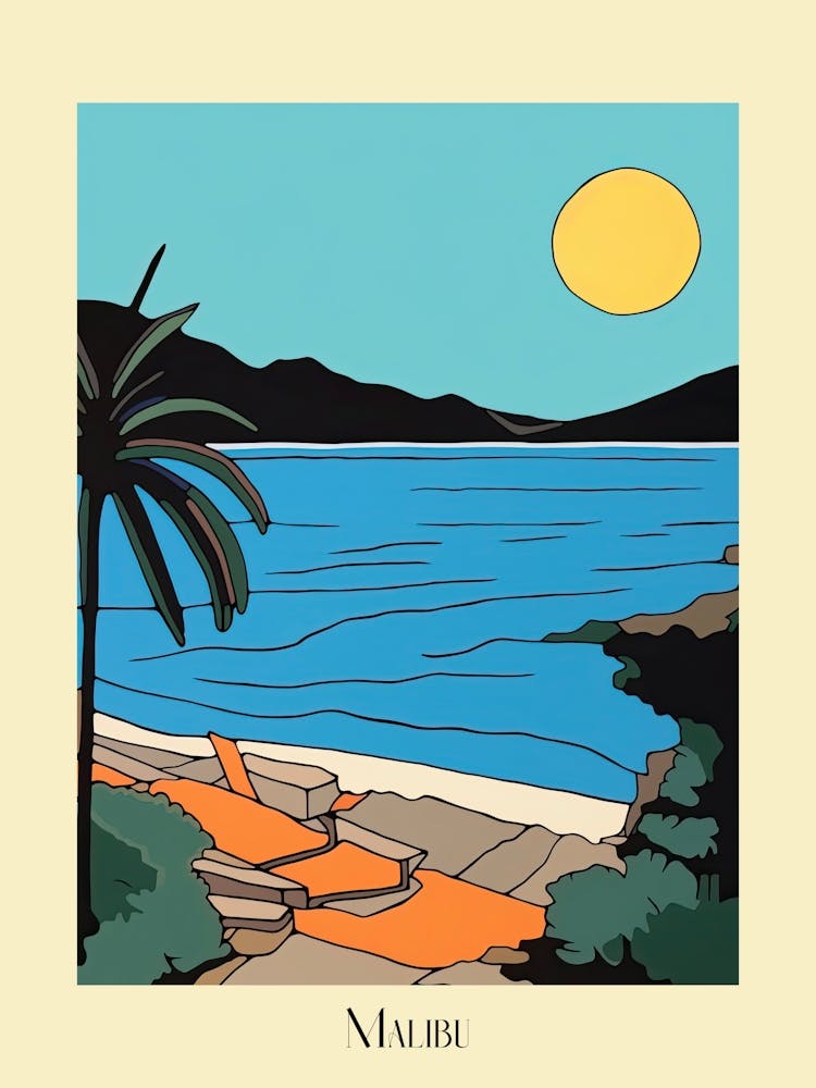 Poster Of Minimal Design Style Of Malibu California, Usa 2