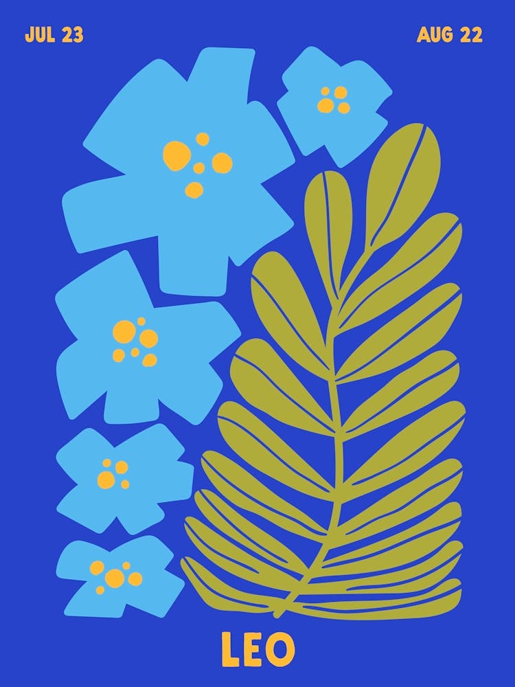 Leo Print Zodiac Poster Astrology Wall Decor Flower Market Botanical