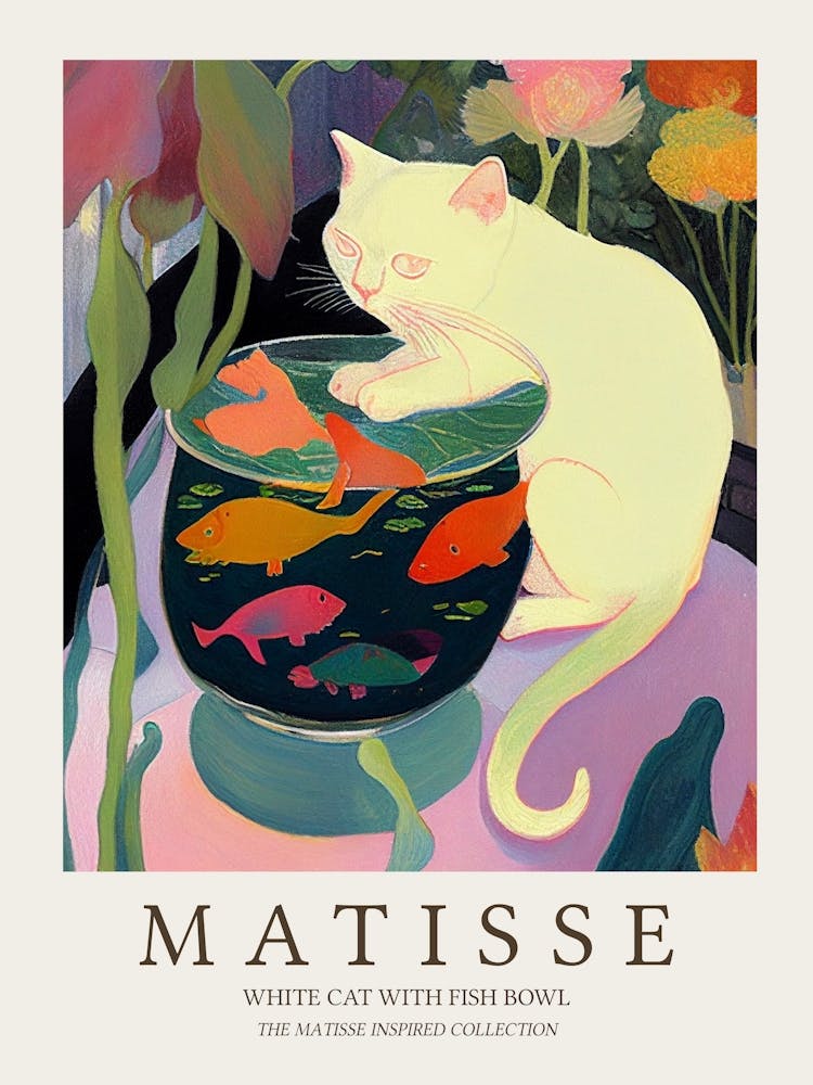 The Great Cat And Fishbowl Matisse Inspired