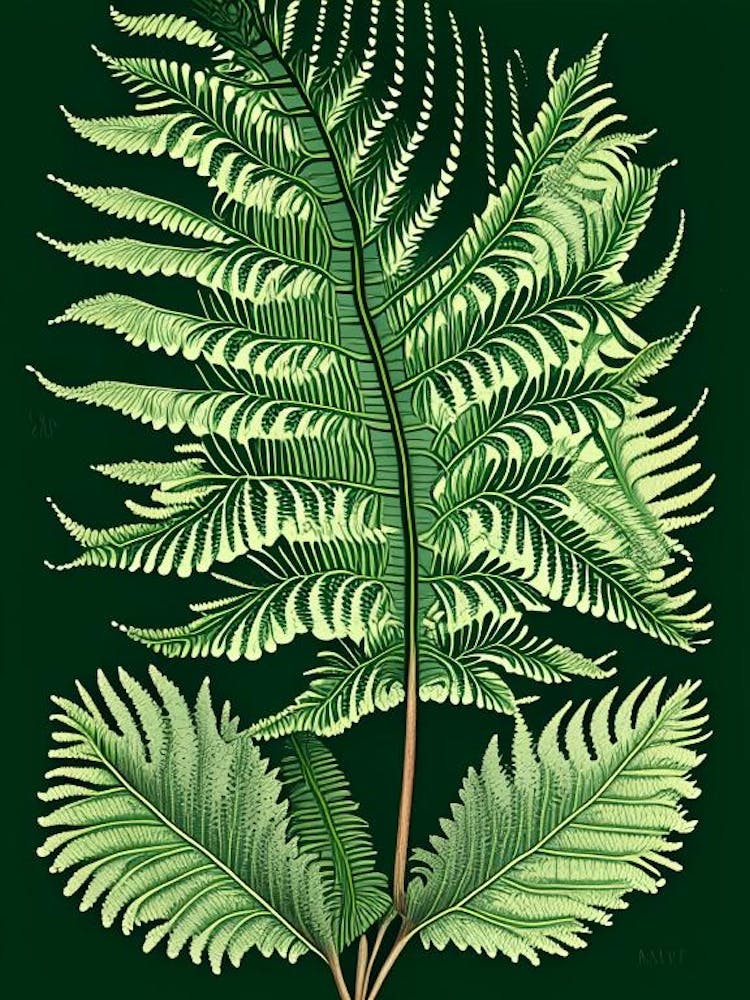 Japanese Tassel Fern 6 Vintage Botanical Poster