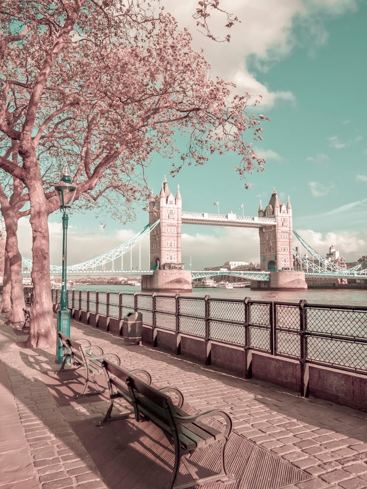 Thames Riverside With Tower Bridge Urban Vintage Style