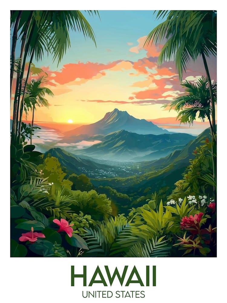 Affiche de voyage Hawaii