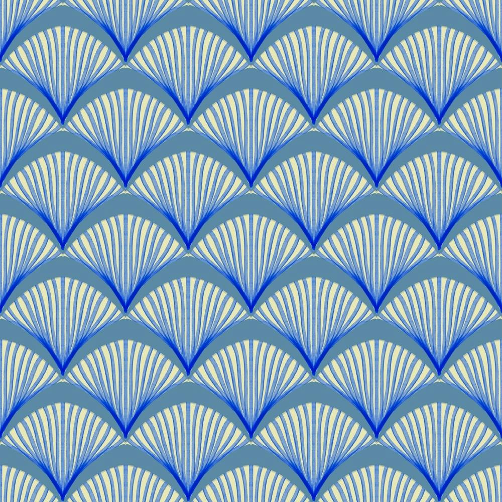 Blue And White Fan Pattern