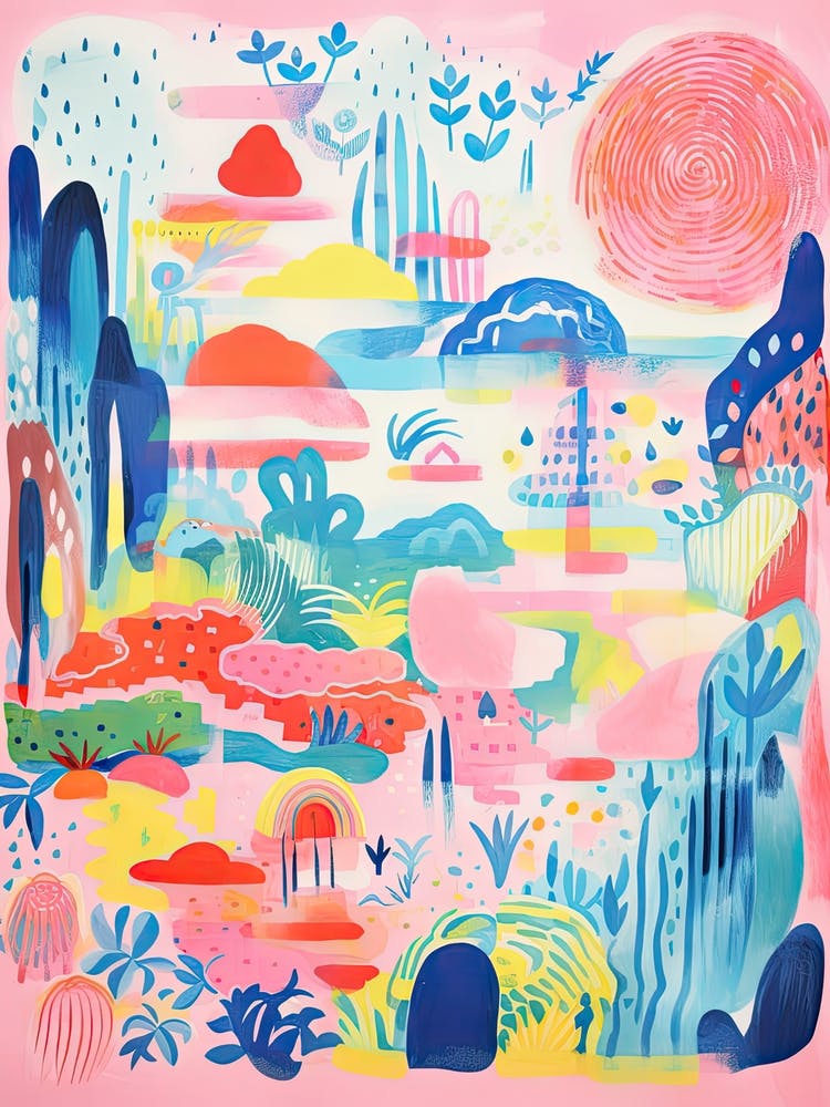 Ninfa Gardens Abstract Riso Style 4
