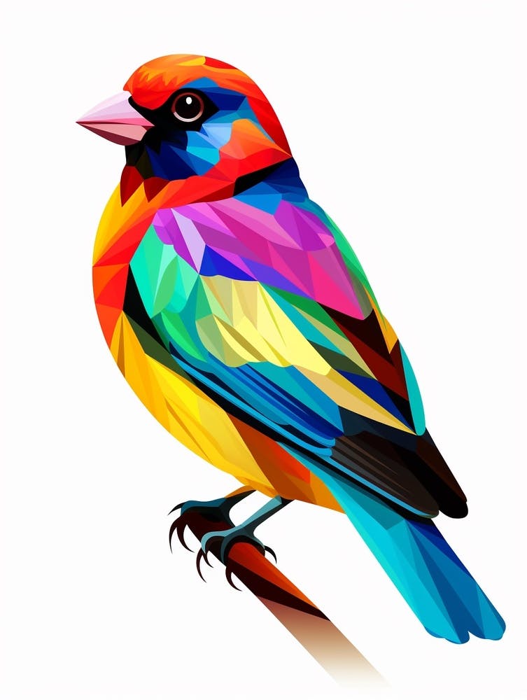Colourful Geometric Bird Finch 1
