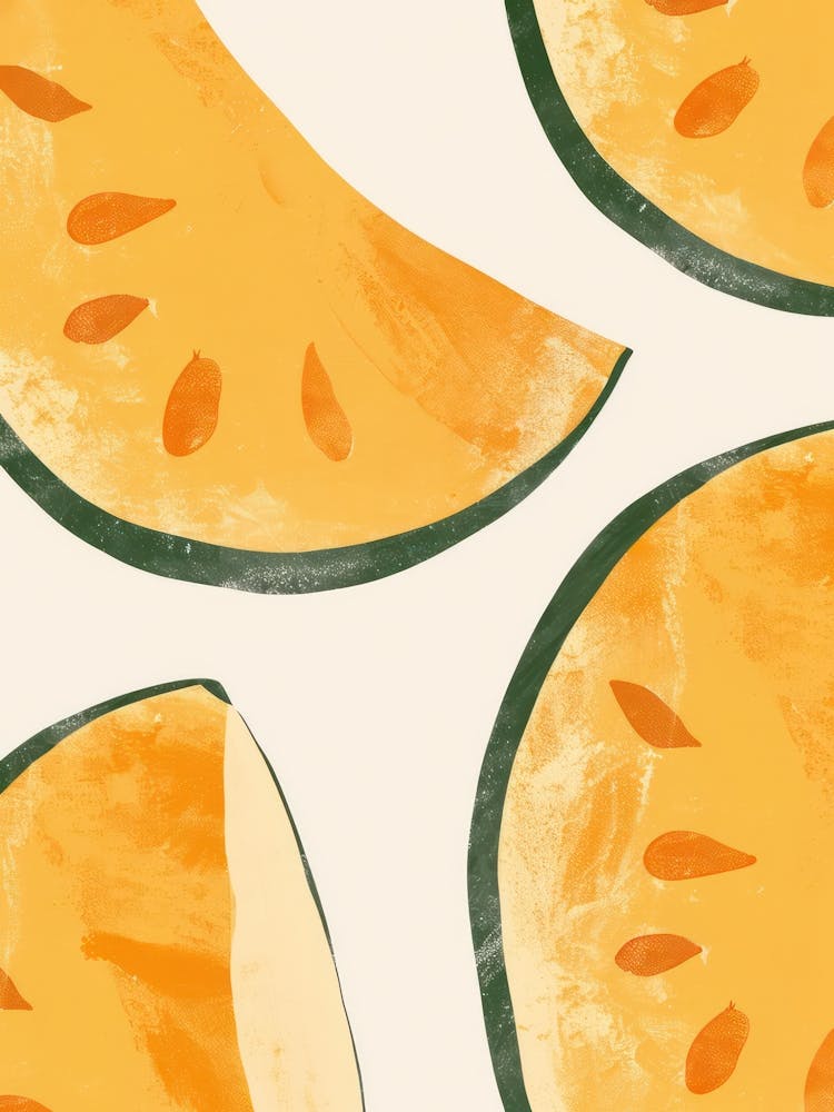 Cantaloupe Close Up Illustration 3