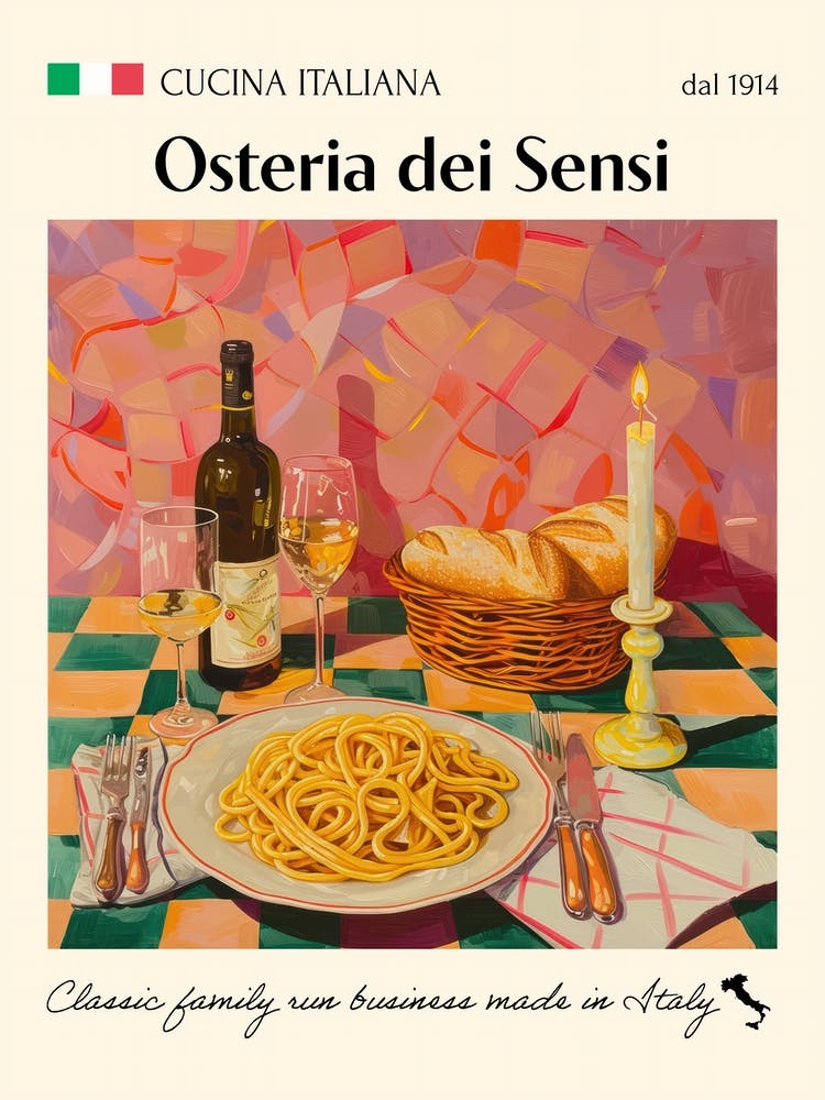 Osteria Dei Sensi Trattoria Italian Poster Food Kitchen